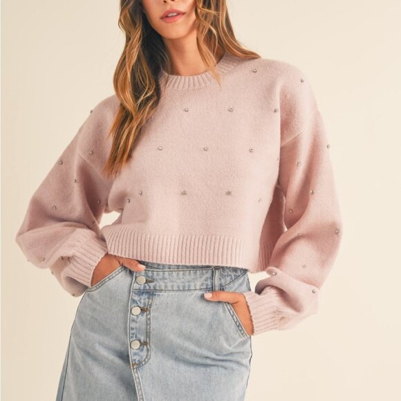 Mable Sweaters - NWT Mable Ultra Soft Rhinestone Bell Sleeve Sweater Size M